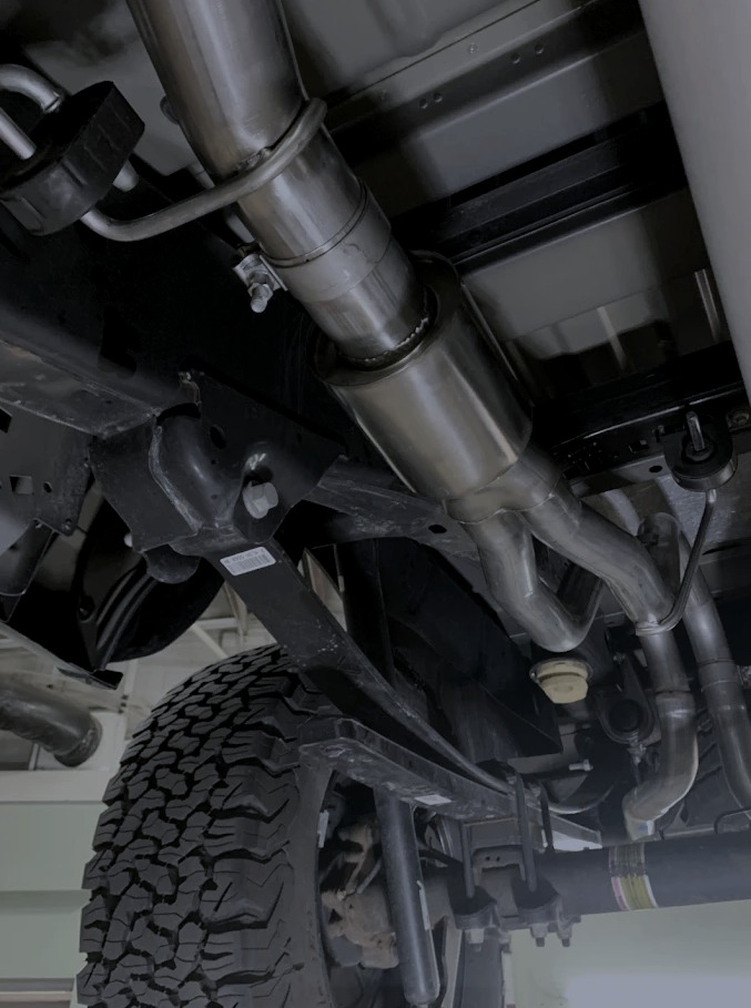 Close-up of a chrome exhaust tip